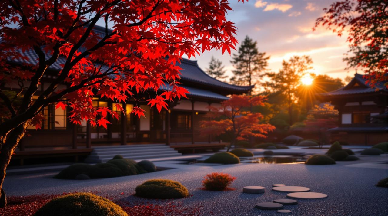 51导航 - 京都秋日的暮色庭院